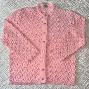 Vintage El Mar California Light Pink Acrylic Textured Cardigan, fits medium